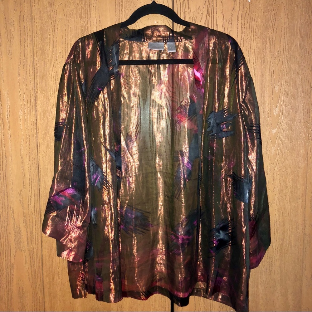 Chico’s sheer floral open cover up size 2/2X